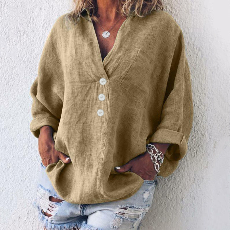 Damen Sommerpullover aus Leinen in Khaki