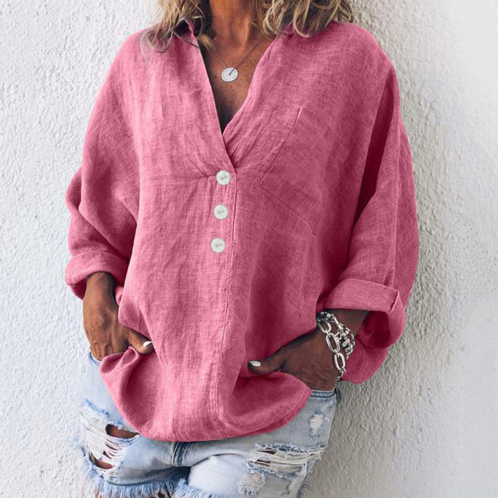 Damen Sommerpullover aus Leinen in Rosa
