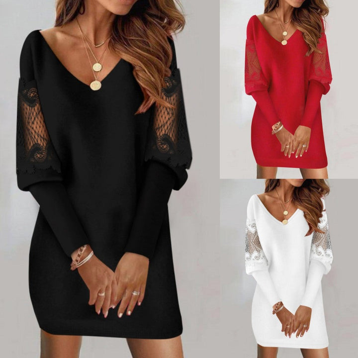 Damen Spitzen-Midi-Kleid für Hochzeitsgäste im Herbst (2)
