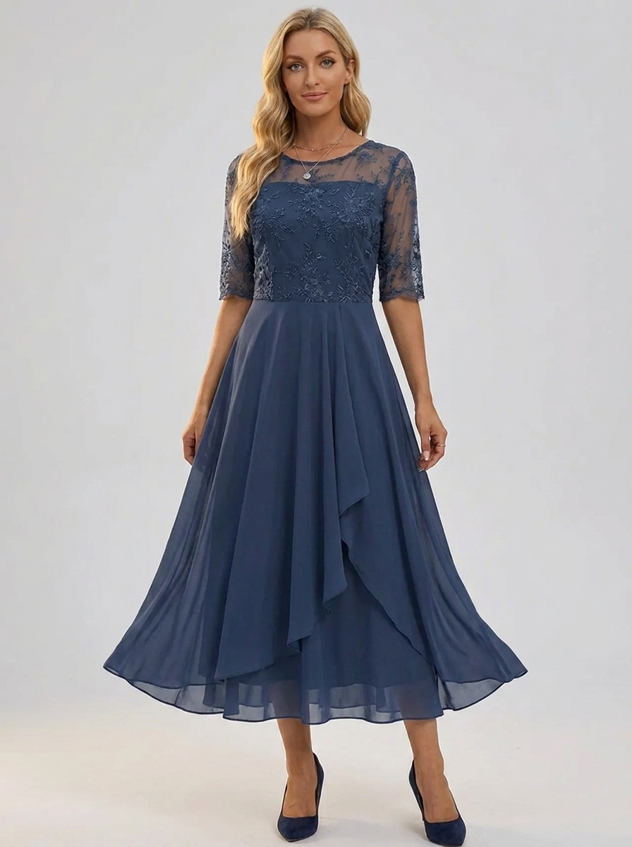 Damen Spitzenkleid für Hochzeitsgäste im Herbst