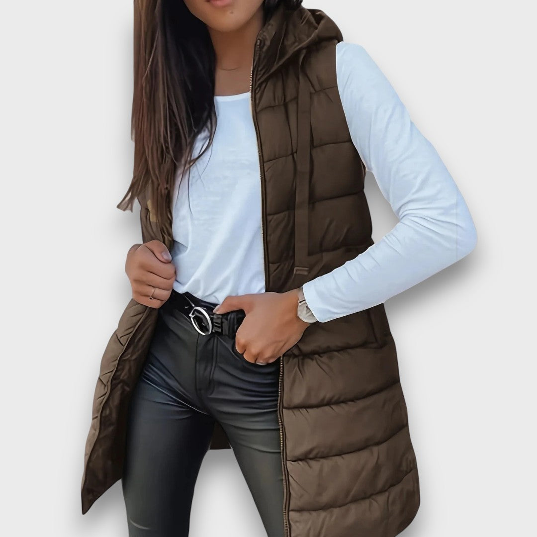 Damen Steppjacke mit Kapuze für Herbst in Braun
