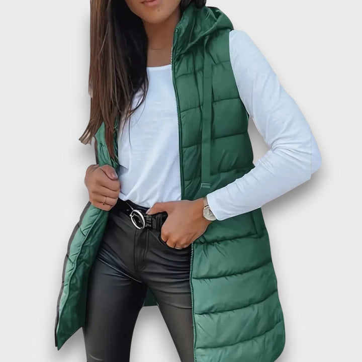 Damen Steppjacke mit Kapuze für Herbst in Grün
