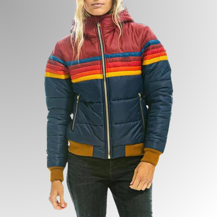 Damen Steppjacke mit Streifenbändern für Herbst (5)