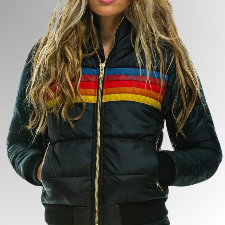 Damen Steppjacke mit Streifenbändern für Herbst (8)
