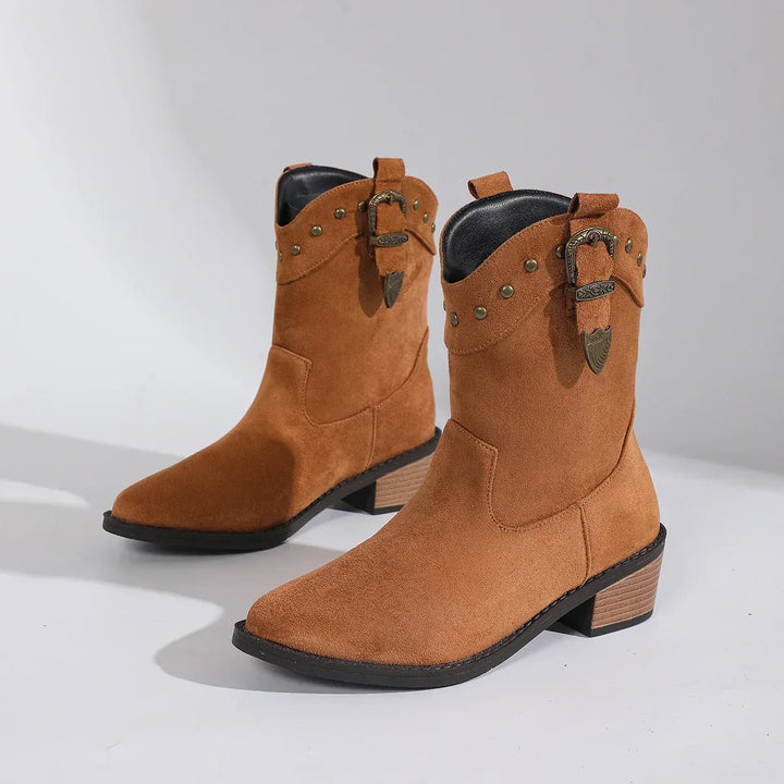 Damen Stiefel im eleganten Reiter-Stil für Herbst in Braun