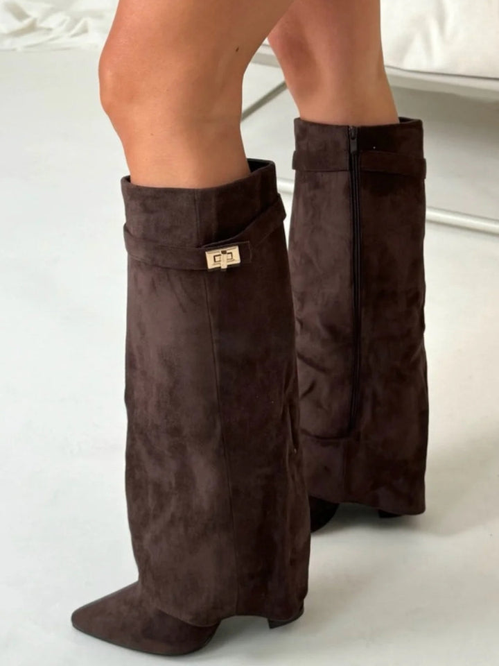 Damen Stiefel im eleganten Spitzschuh-Stil mit Schnalle (12)