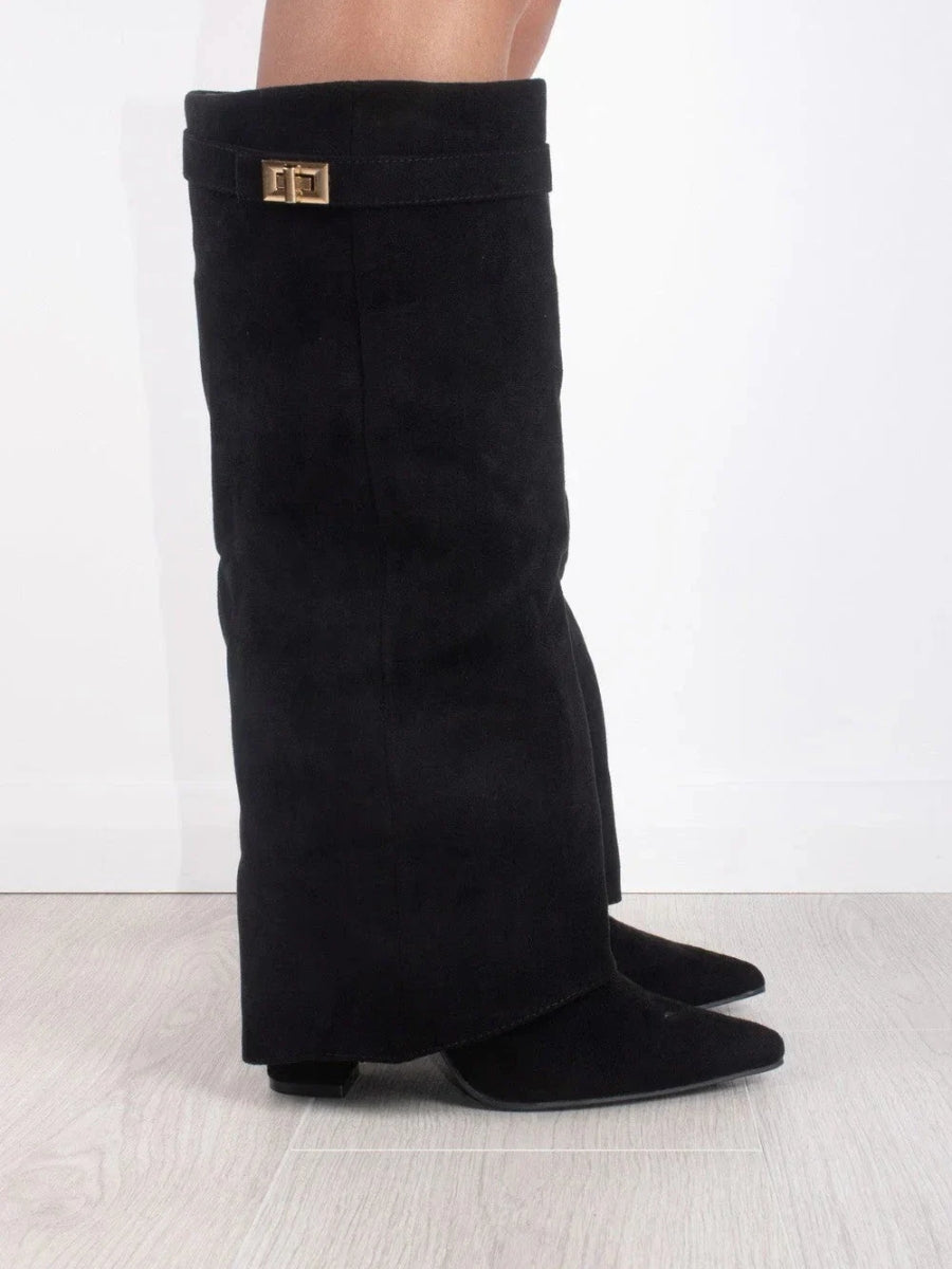 Damen Stiefel im eleganten Spitzschuh-Stil mit Schnalle (2)