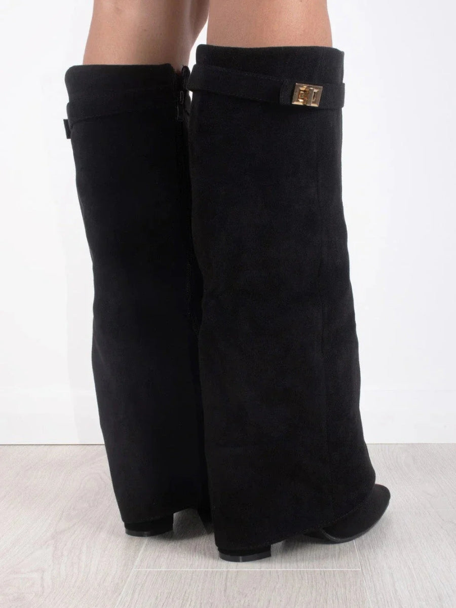 Damen Stiefel im eleganten Spitzschuh-Stil mit Schnalle (5)