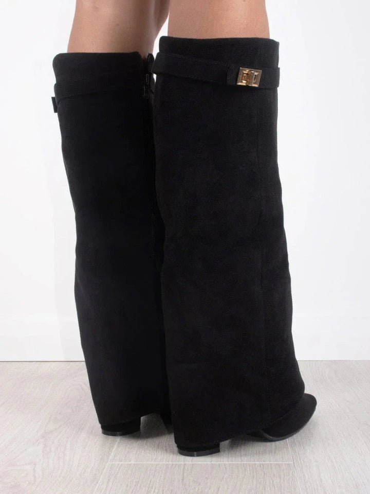 Damen Stiefel im eleganten Spitzschuh-Stil mit Schnalle (5)