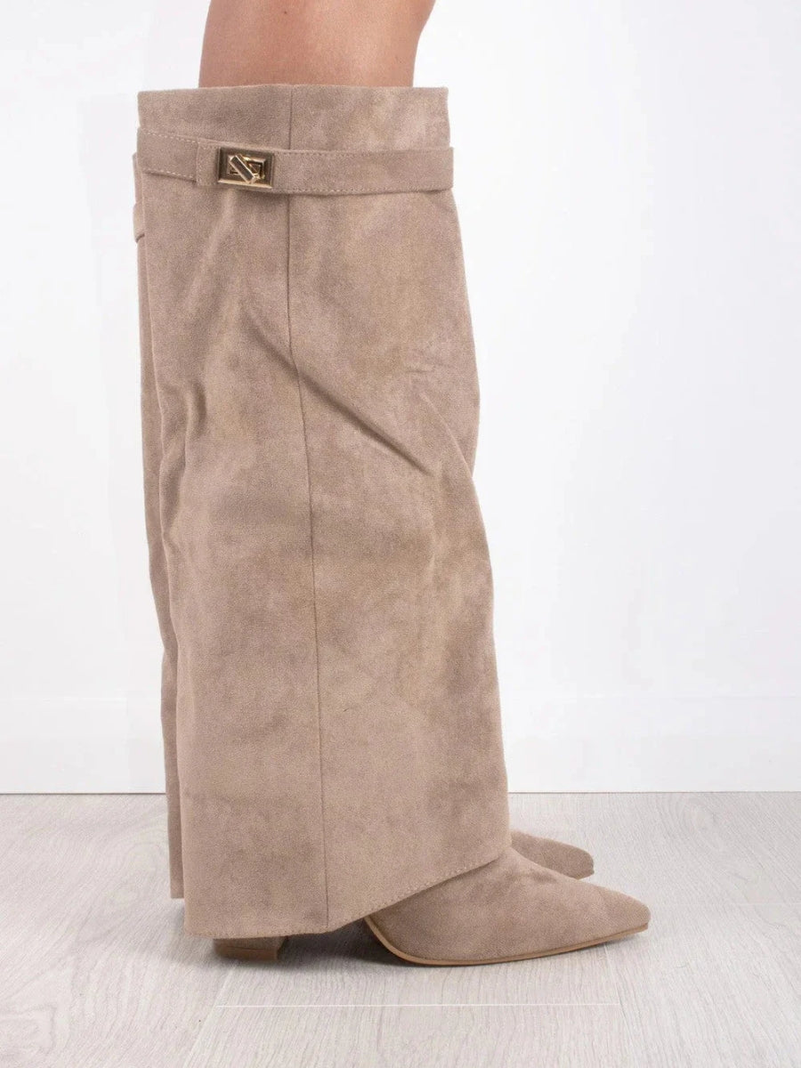 Damen Stiefel im eleganten Spitzschuh-Stil mit Schnalle (9)