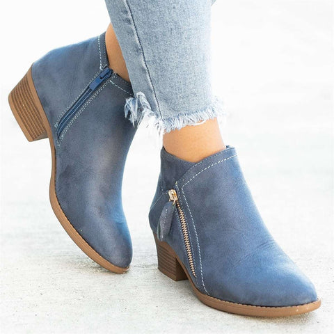 Damen Stiefel in Ankelhöhe für Herbst-Outfits in Blau