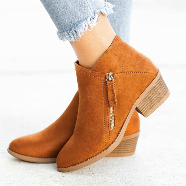 Damen Stiefel in Ankelhöhe für Herbst-Outfits in Khaki