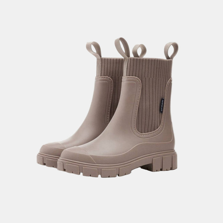 Damen Stiefel wasserdicht rutschfest für Regen in Aprikose