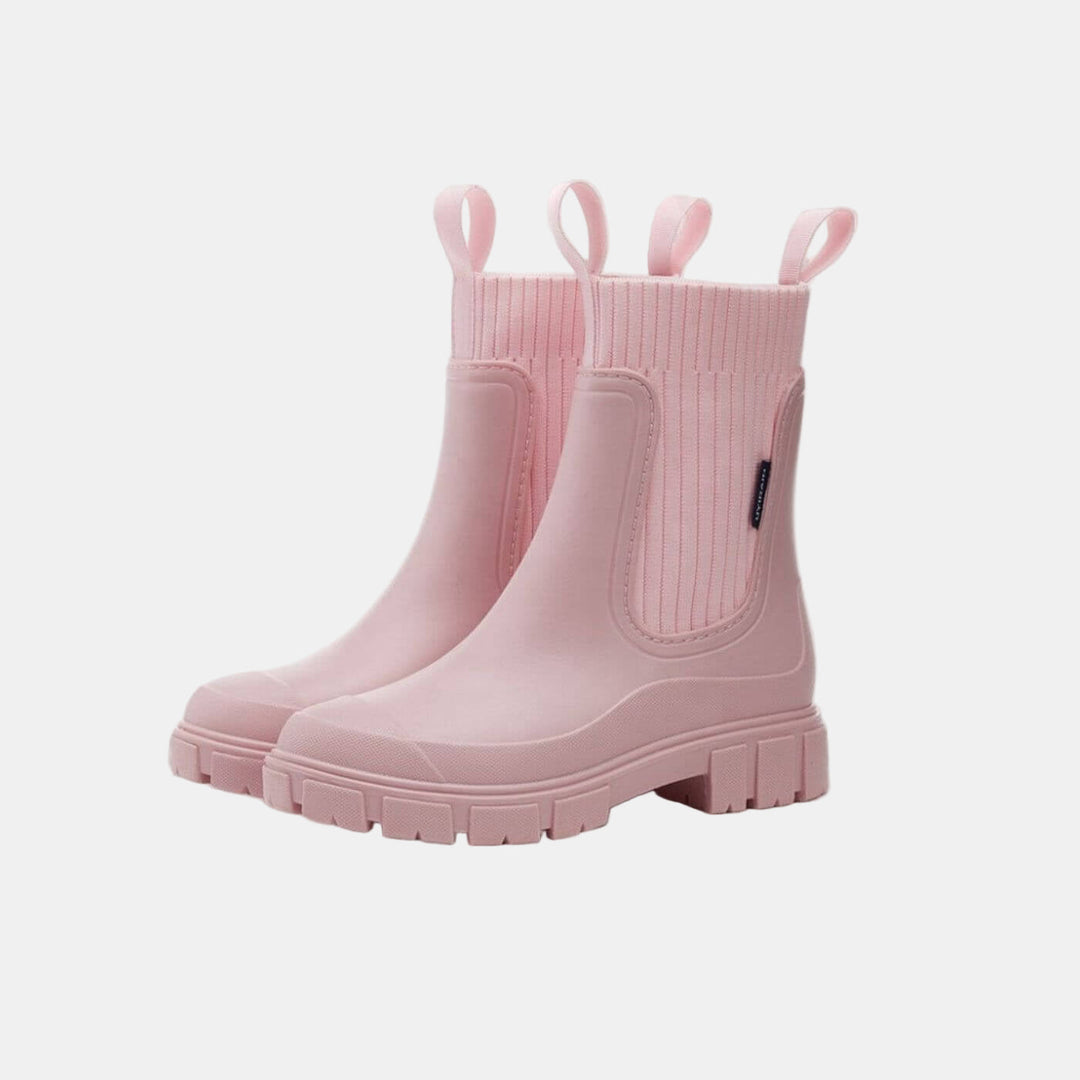 Damen Stiefel wasserdicht rutschfest für Regen in Rosa