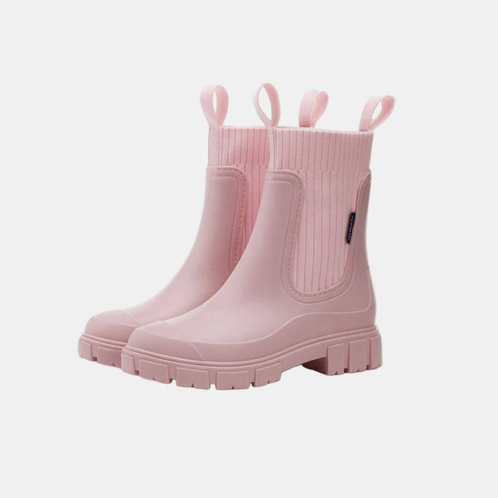 Damen Stiefel wasserdicht rutschfest für Regen in Rosa
