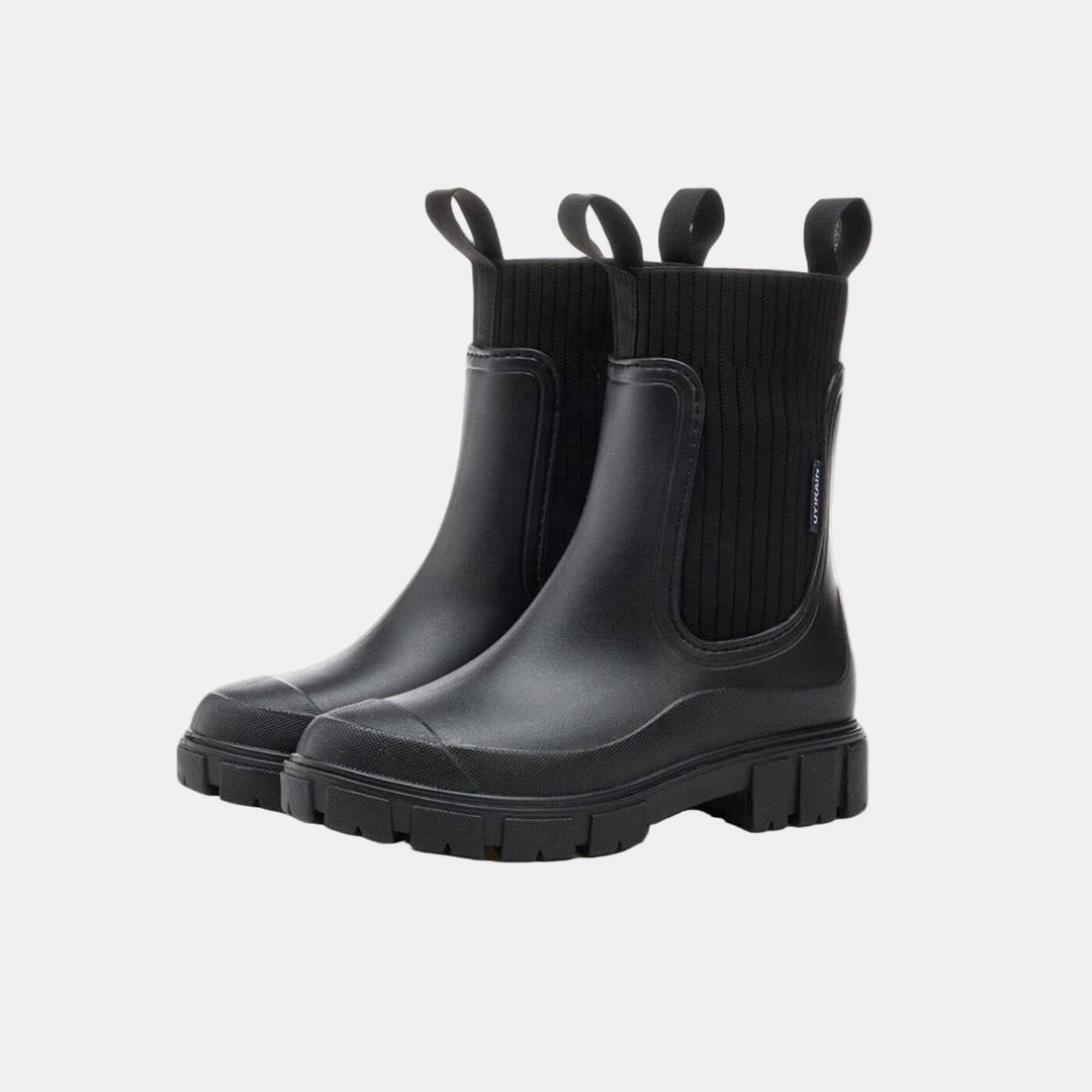 Damen Stiefel wasserdicht rutschfest für Regen in Schwarz