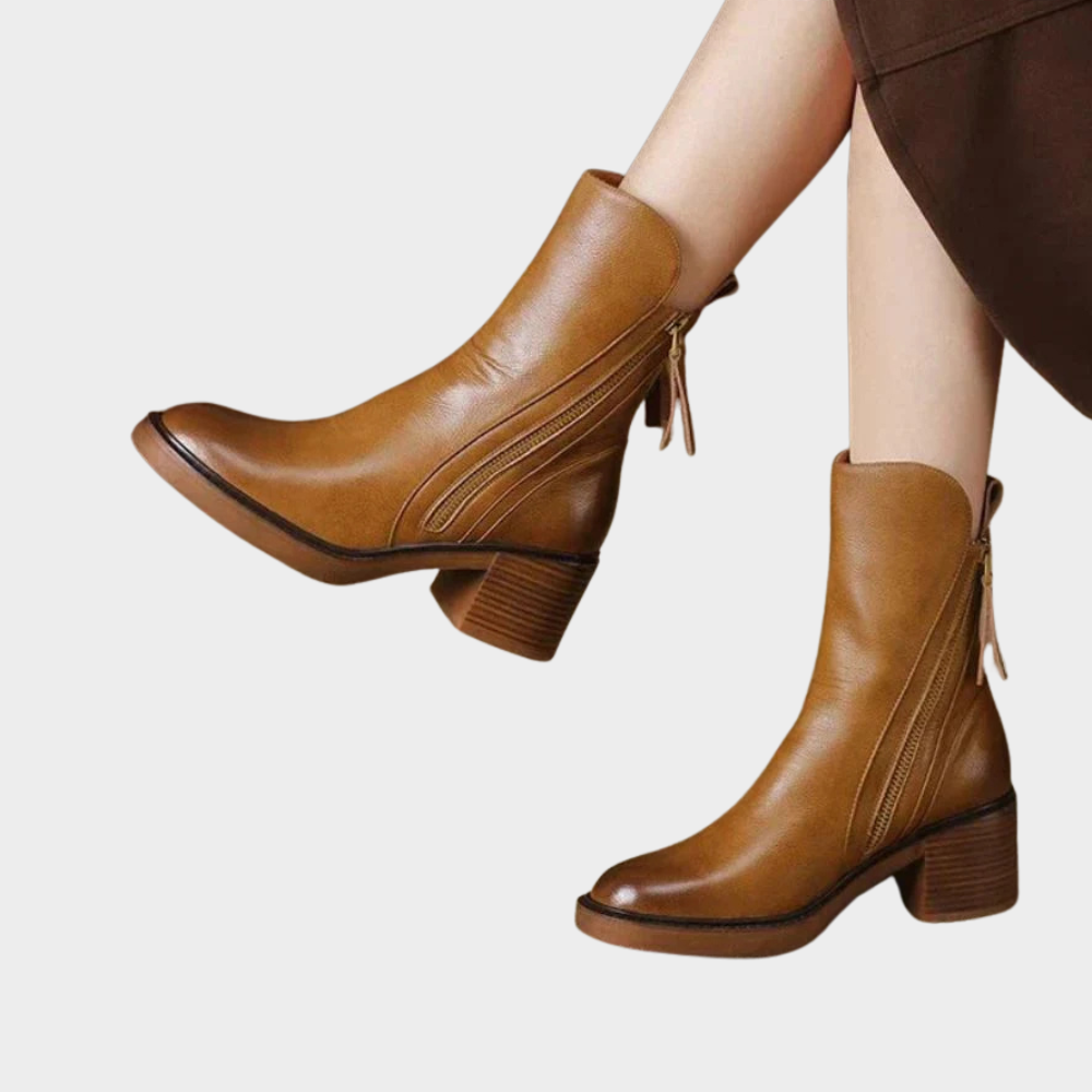 Damen Stiefeletten aus Leder stilvoll zeitlos in Braun