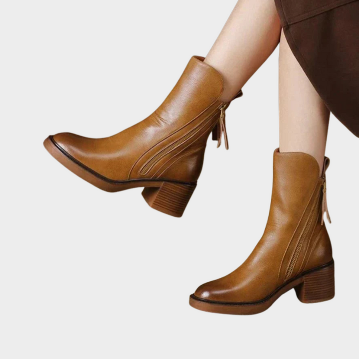 Damen Stiefeletten aus Leder stilvoll zeitlos in Braun
