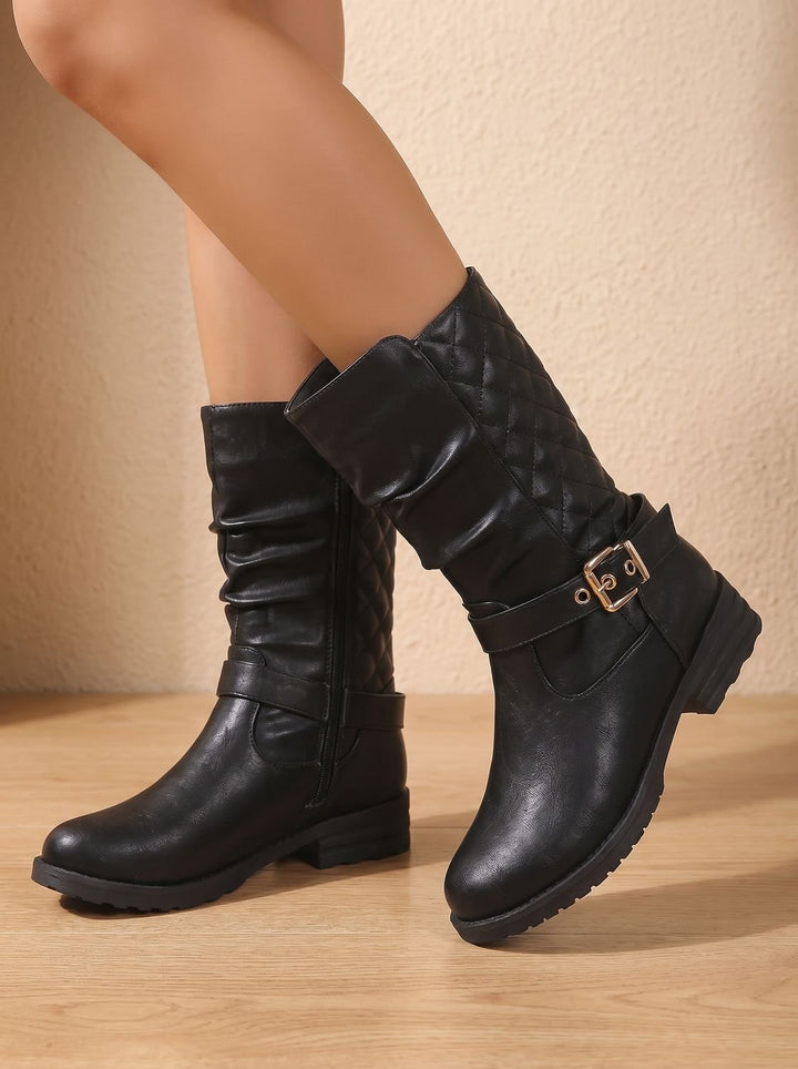 Damen Stiefeletten im Slouch-Stil für den Alltag in Goldfarben 3