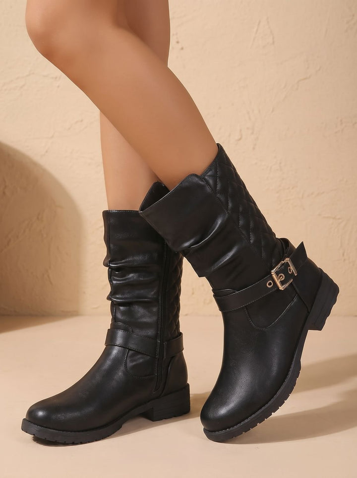 Damen Stiefeletten im Slouch-Stil für den Alltag in Goldfarben 4