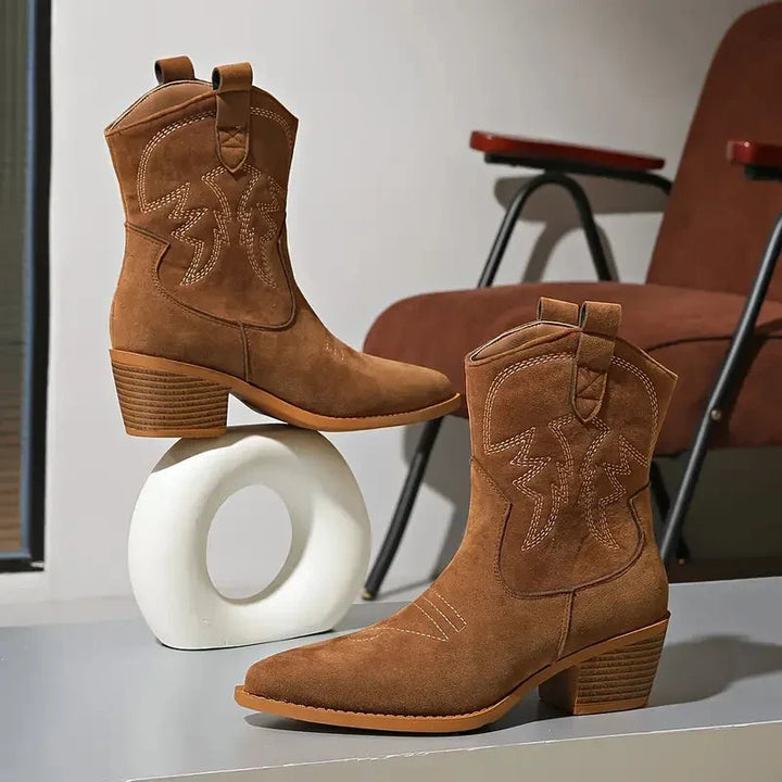 Damen Stiefeletten im Westernstil mit Blockabsatz (7)