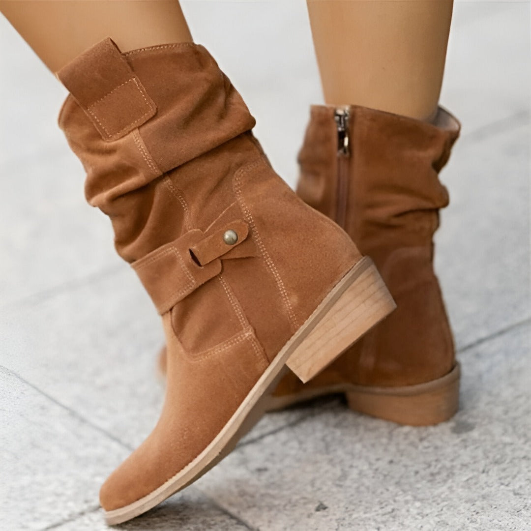 Damen Stiefeletten im Wildleder-Stil für jeden Tag in Braun