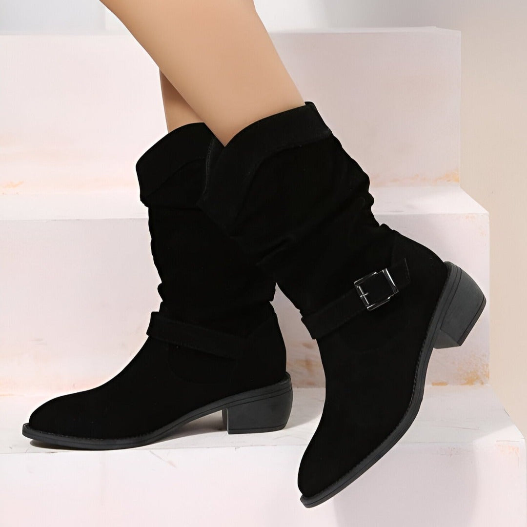Damen Stiefeletten im Wildleder-Stil für jeden Tag in Schwarz