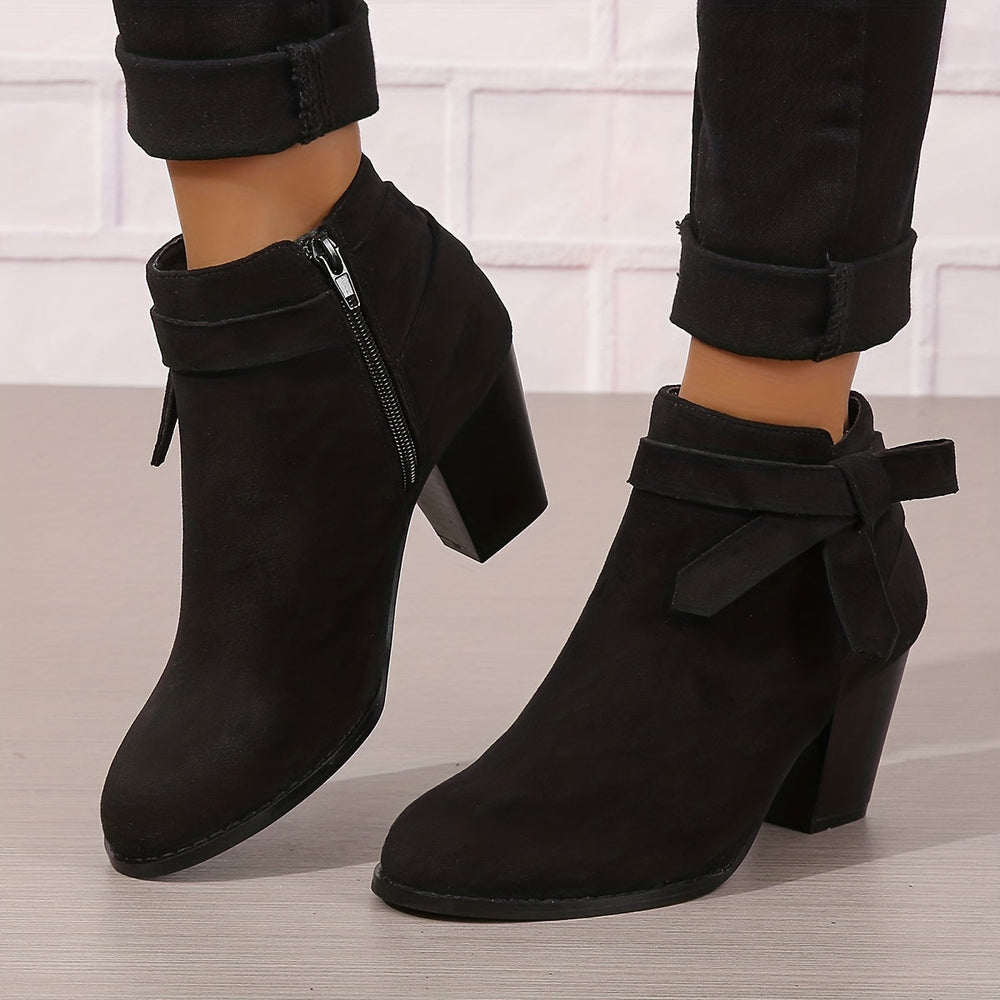 Damen Stiefeletten in Wildlederoptik mit Blockabsatz (2)