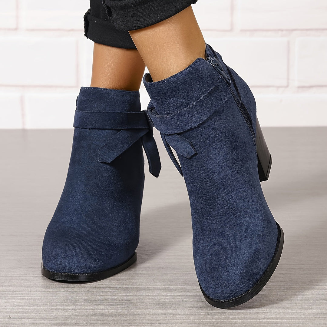 Damen Stiefeletten in Wildlederoptik mit Blockabsatz (4)