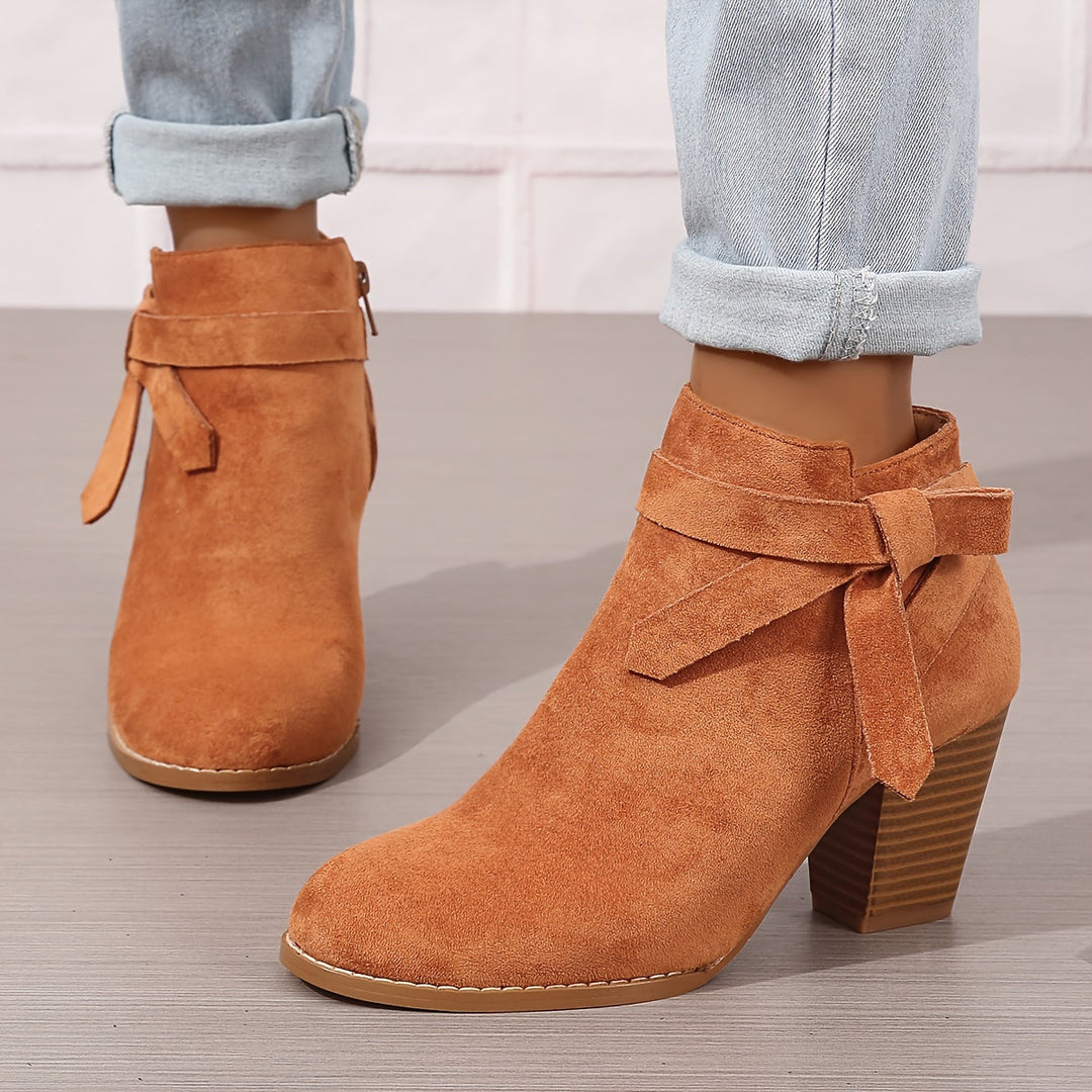 Damen Stiefeletten in Wildlederoptik mit Blockabsatz (6)