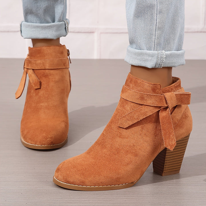 Damen Stiefeletten in Wildlederoptik mit Blockabsatz (6)