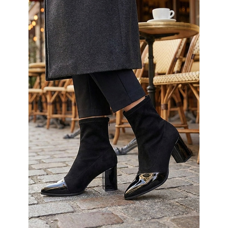 Damen Stiefeletten mit Blockabsatz und elastischem Schaft (3)
