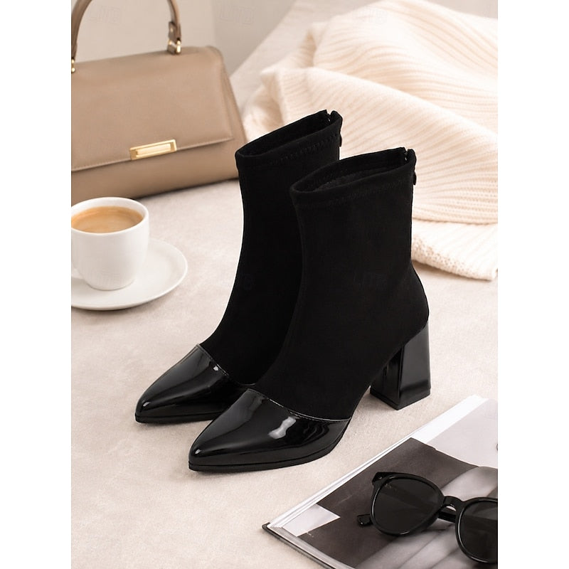 Damen Stiefeletten mit Blockabsatz und elastischem Schaft (5)