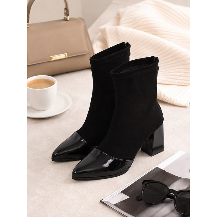 Damen Stiefeletten mit Blockabsatz und elastischem Schaft (5)