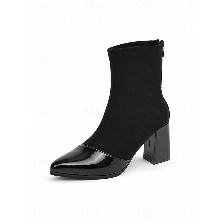 Damen Stiefeletten mit Blockabsatz und elastischem Schaft (7)