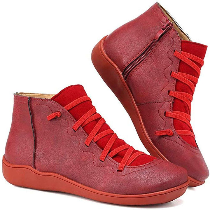 Damen Stiefeletten mit Komfortsohle für Herbst in Rot