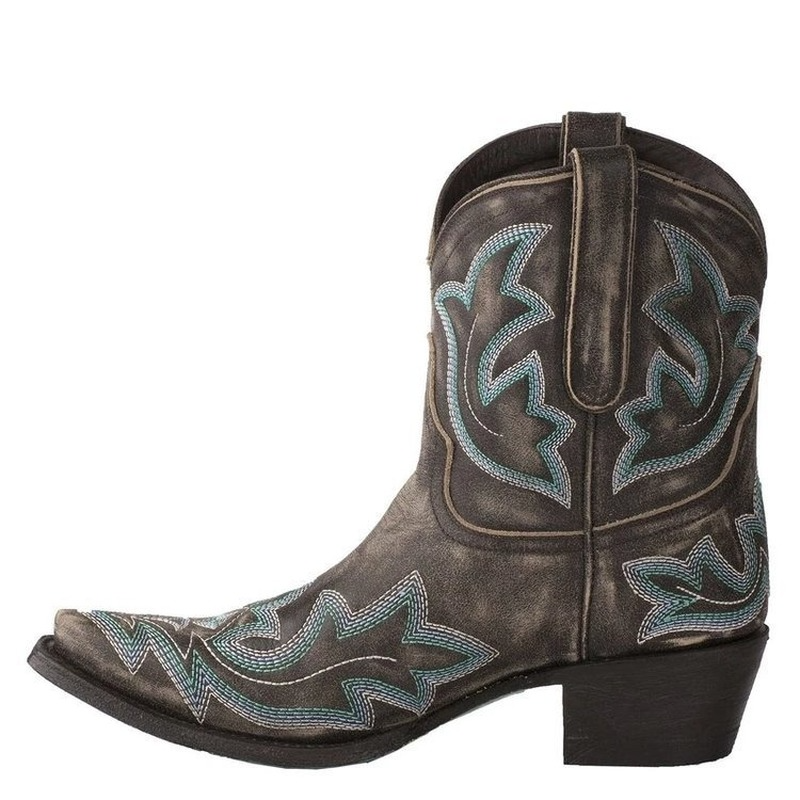 Damen Stiefeletten mit Lederstickerei im Western-Stil