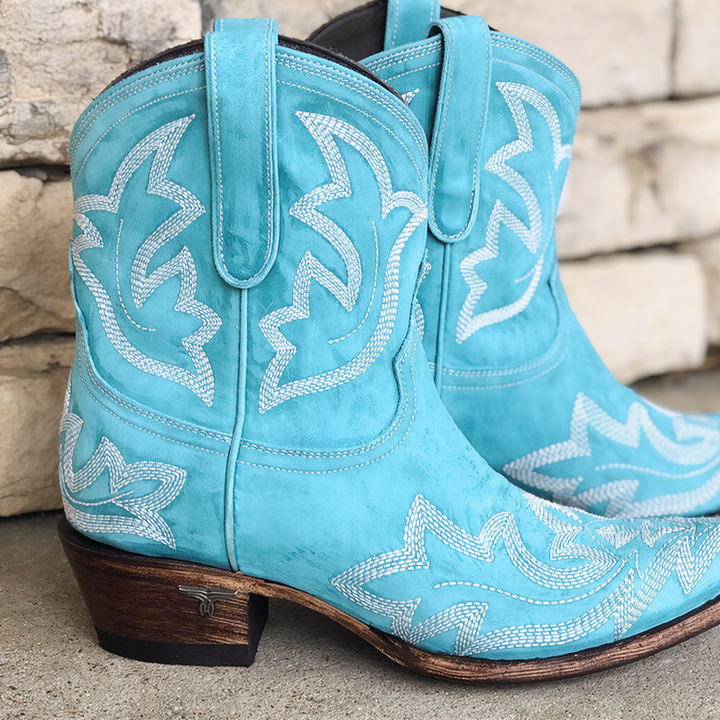 Elena | Damen Stiefeletten mit Lederstickerei im Western-Stil