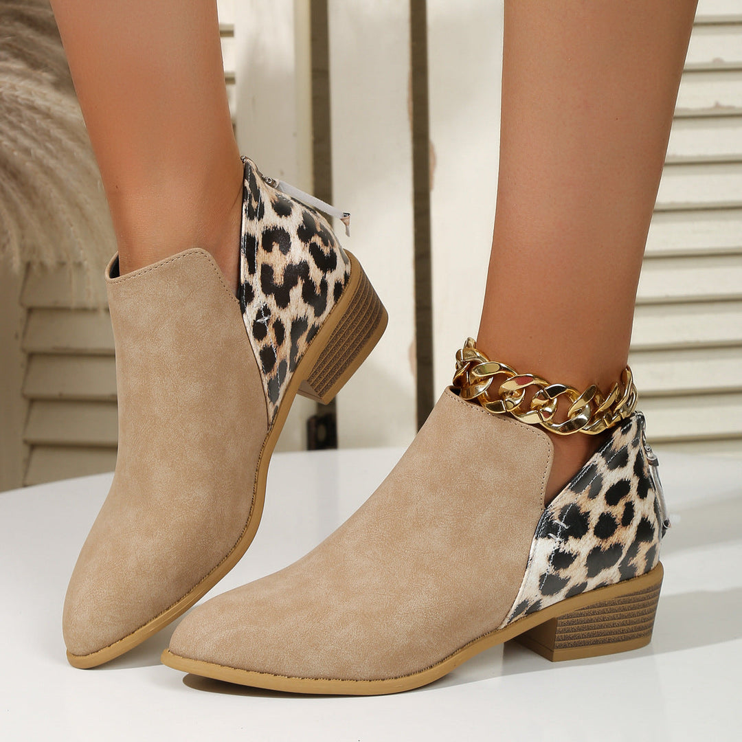 Damen Stiefeletten mit wildem Tierdruck-Muster