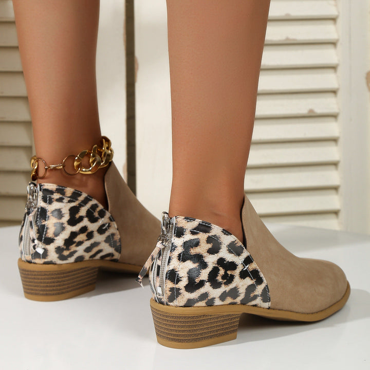 Damen Stiefeletten mit wildem Tierdruck-Muster (5)