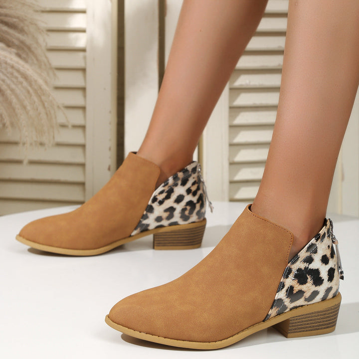 Damen Stiefeletten mit wildem Tierdruck-Muster in Braun