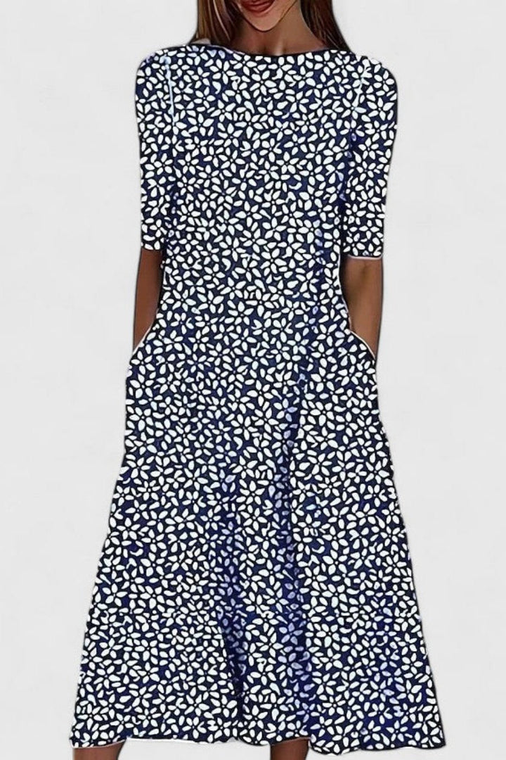 Damen Strandkleid in Midi-Länge aus Baumwolle in Dunkelblau