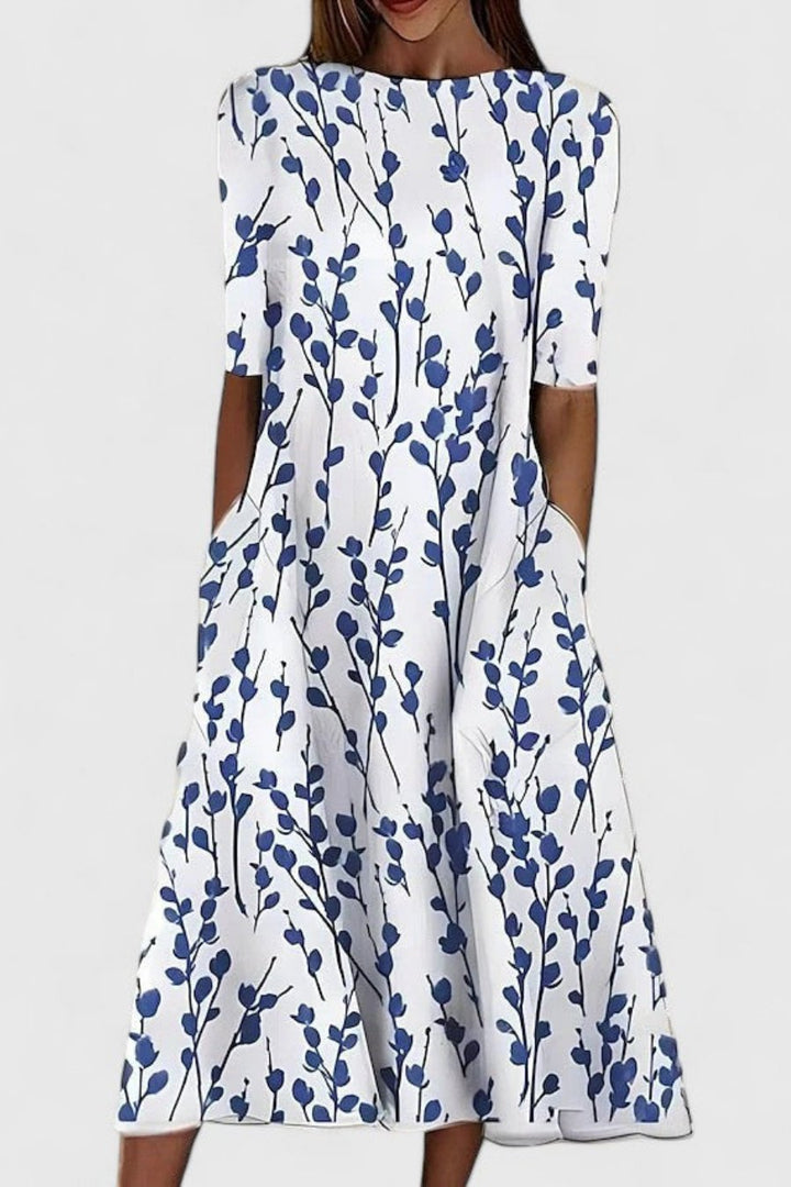Damen Strandkleid in Midi-Länge aus Baumwolle in Weiß