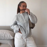 Lara | Damen Strick-Pullover mit Reißverschluss für kalte Tage