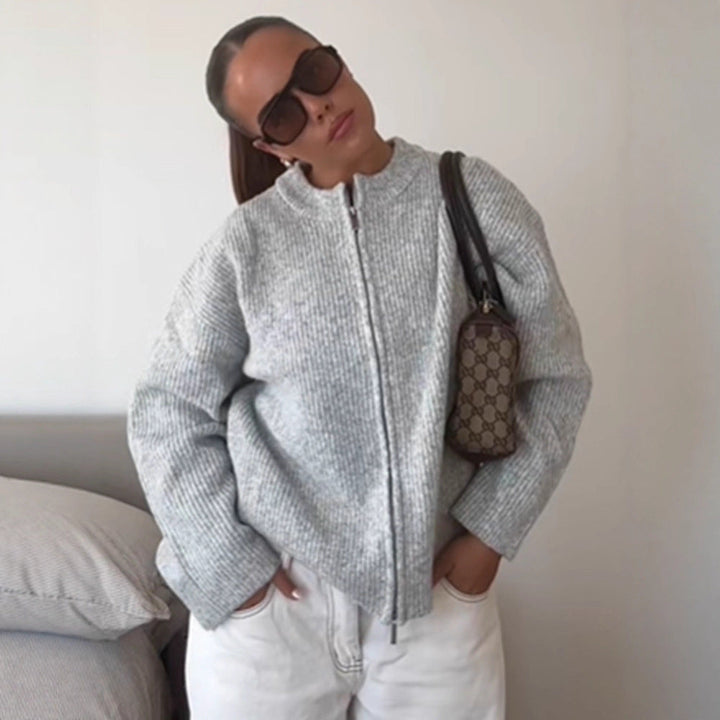 Damen Strick-Pullover mit Reißverschluss für kalte Tage (4)