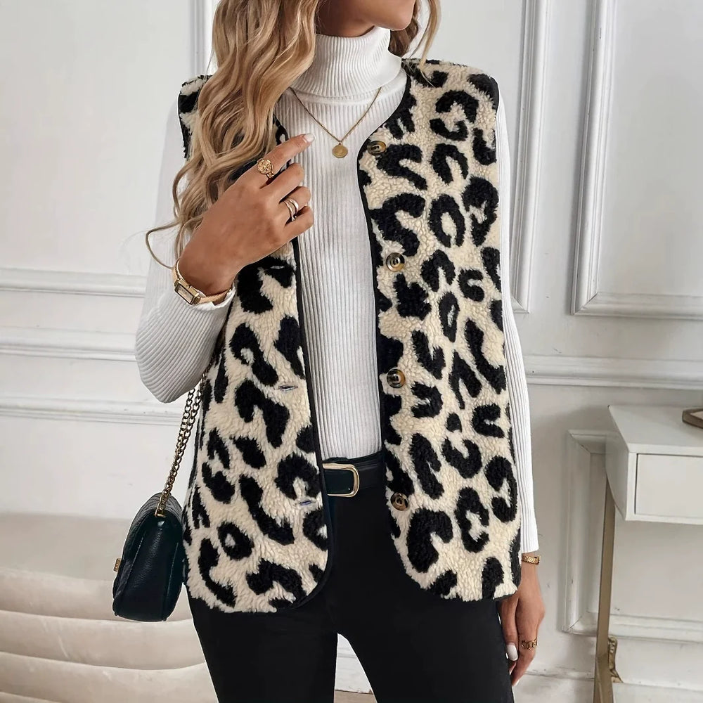 Damen Strickjacke ärmellos im Musterdesign in Beige