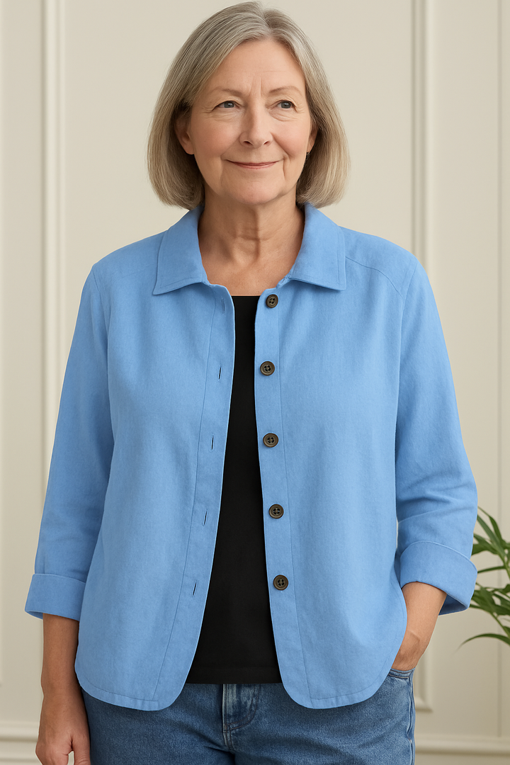 Damen Strickjacke aus Baumwoll-Leinen im klassischen Stil