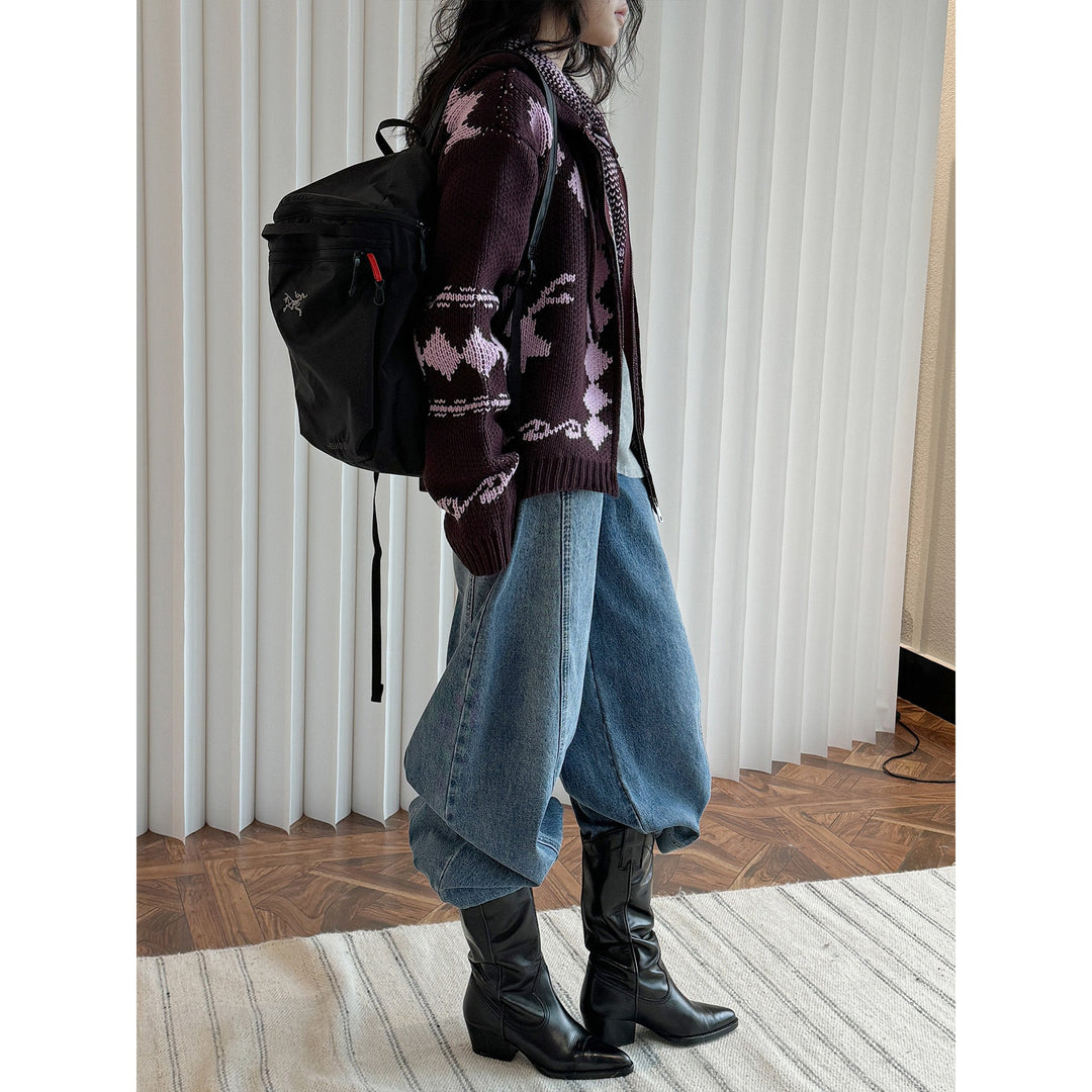 Damen Strickjacke aus Grobstrick im Norweger-Stil (4)