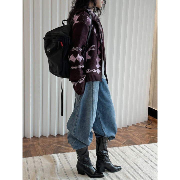 Damen Strickjacke aus Grobstrick im Norweger-Stil (4)