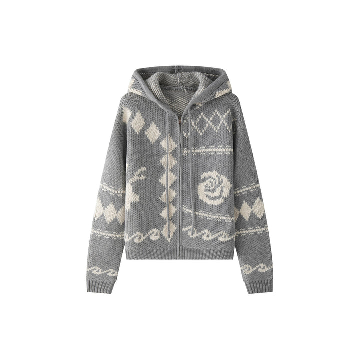 Damen Strickjacke aus Grobstrick im Norweger-Stil (5)